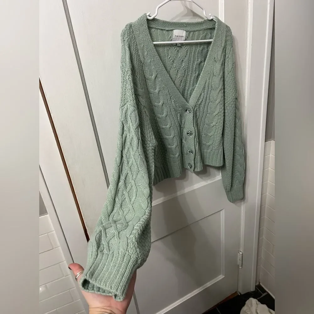 Cable mint Green Sweater - Picture 2 of 5